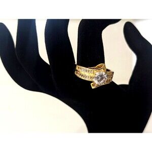 Bella Luce Gold Plated CZ Ring Size 12 Sterling Silver Cocktail Statement NEW